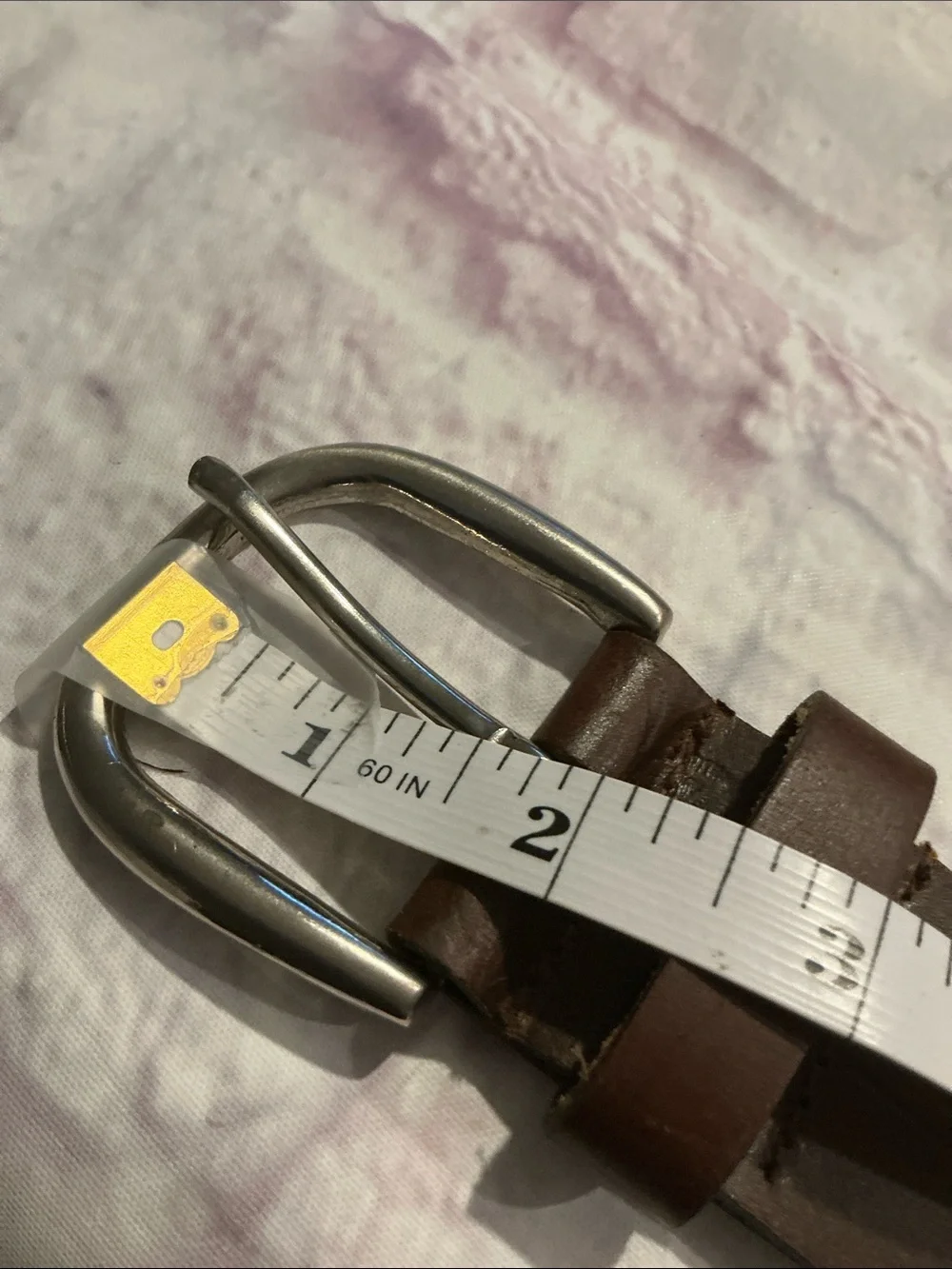 Brown Embossed Leather Belt with Floral Design